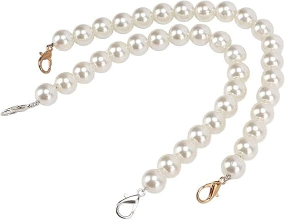 VIGHNESHWAR TRADERS 2PCS Pearl Bead Bag Chain Short Handle Replacement DIY Strap Detachable Handbag Accessories for Wallets Clothes Mobile Phones Jewelry20 CM