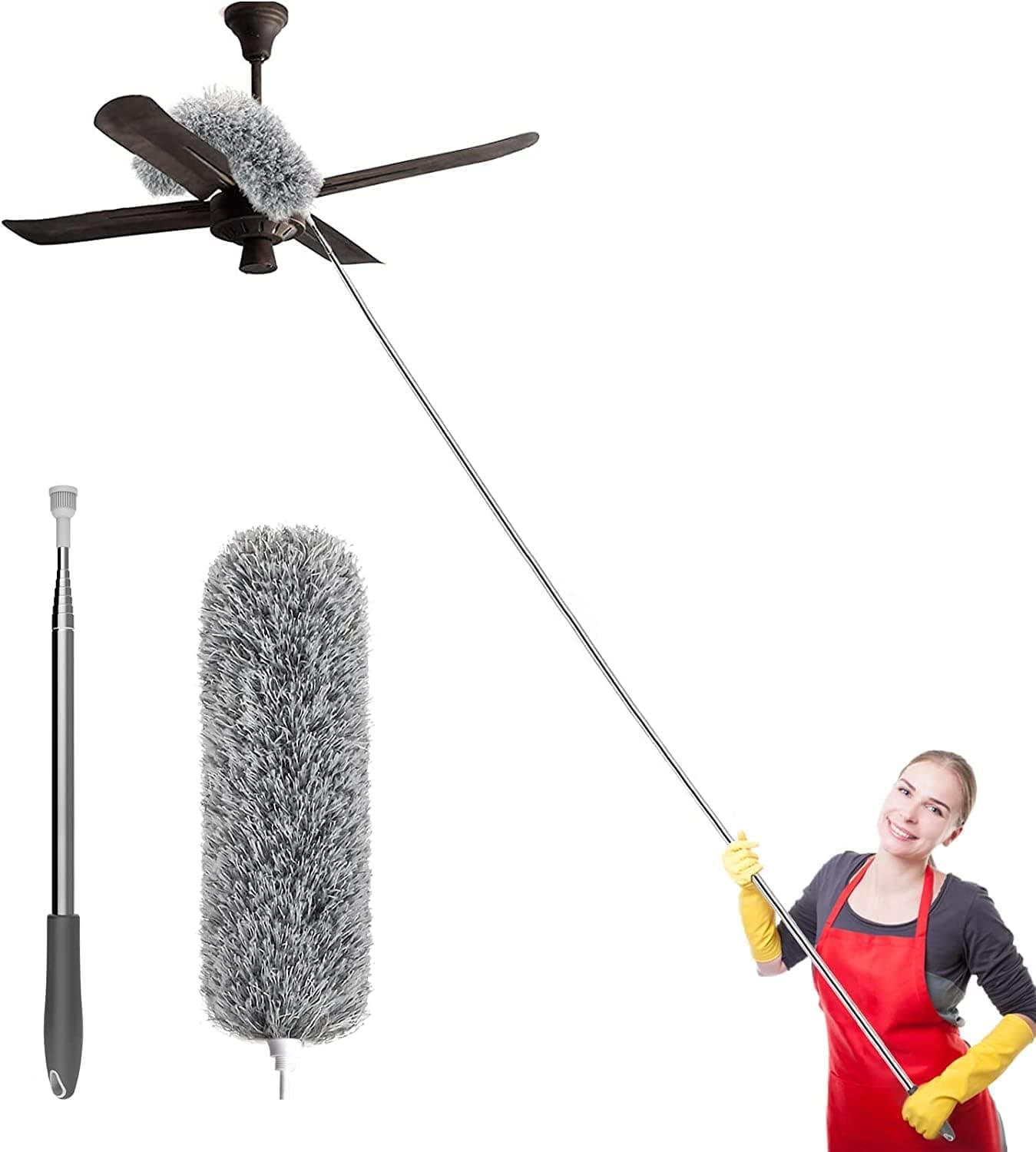 PRIYANSHS ENTERPRISE 2024 Upgraded Long Handle Microfiber Feather Ceiling Duster for Dust Cleaning with extendable Pole 30100 Inch with Anti Scratch Bendable Head Brush for Cleaning