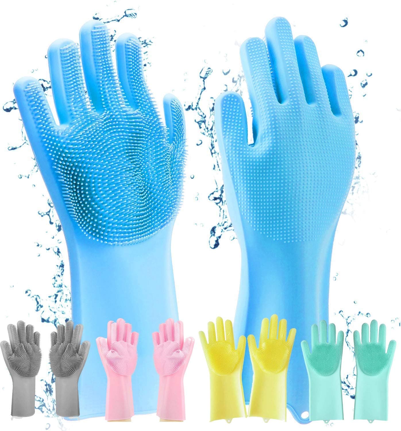 MapleTex Magic Silicone Dish Washing Cleaning Gloves Silicon Hand Gloves for Kitchen Dishwashing and Pet Grooming Great for Washing Dish Car Bathroom Multicolour 1 Pair