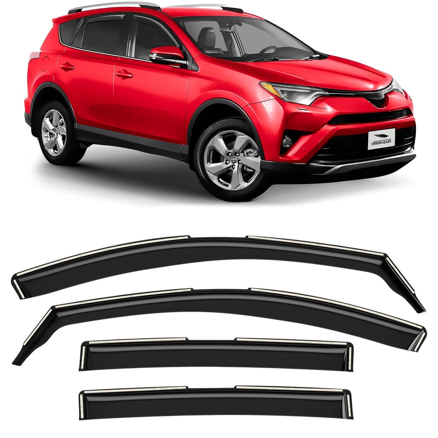 Voron Glass inChannel Extra Durable Rain Guards for Toyota RAV4 20132018 Window Deflectors Vent Window Visors 4 Pieces 220239