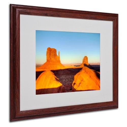 Trademark Fine Art Monument Valley Sunset by Pierre Leclerc Canvas Wall Artwork, Wood Frame, 16 by 20-Inch
