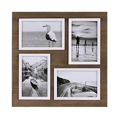 UMICAL 4x6 Picture Frames 4-Opening Solid Wood Collage Picture Frames Vintage Style Distressed Photo Frames with Real Glass for Table Top Stand or Wall Hanging