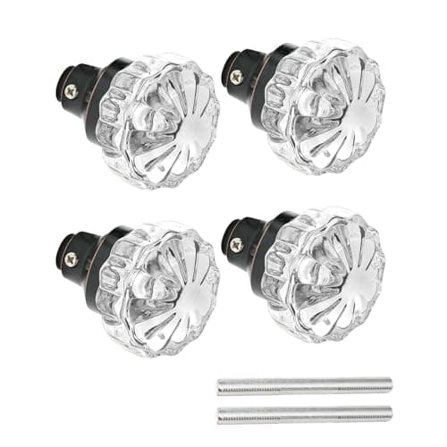 Glass Door Knobs Interior Vintage Crystal Glass Knobs with Antique Mortise Lock Replacement for Interior Doors Cabinets OldWorld Style Restorations Oil Rubbed Bronze 2 Pack