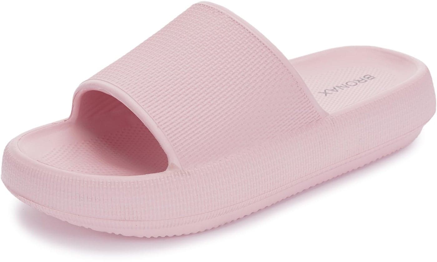 BRONAX Pillow Slippers for Women and Men | House Slides Shower Sandals | Cushioned Thick Sole 35-36 Pink