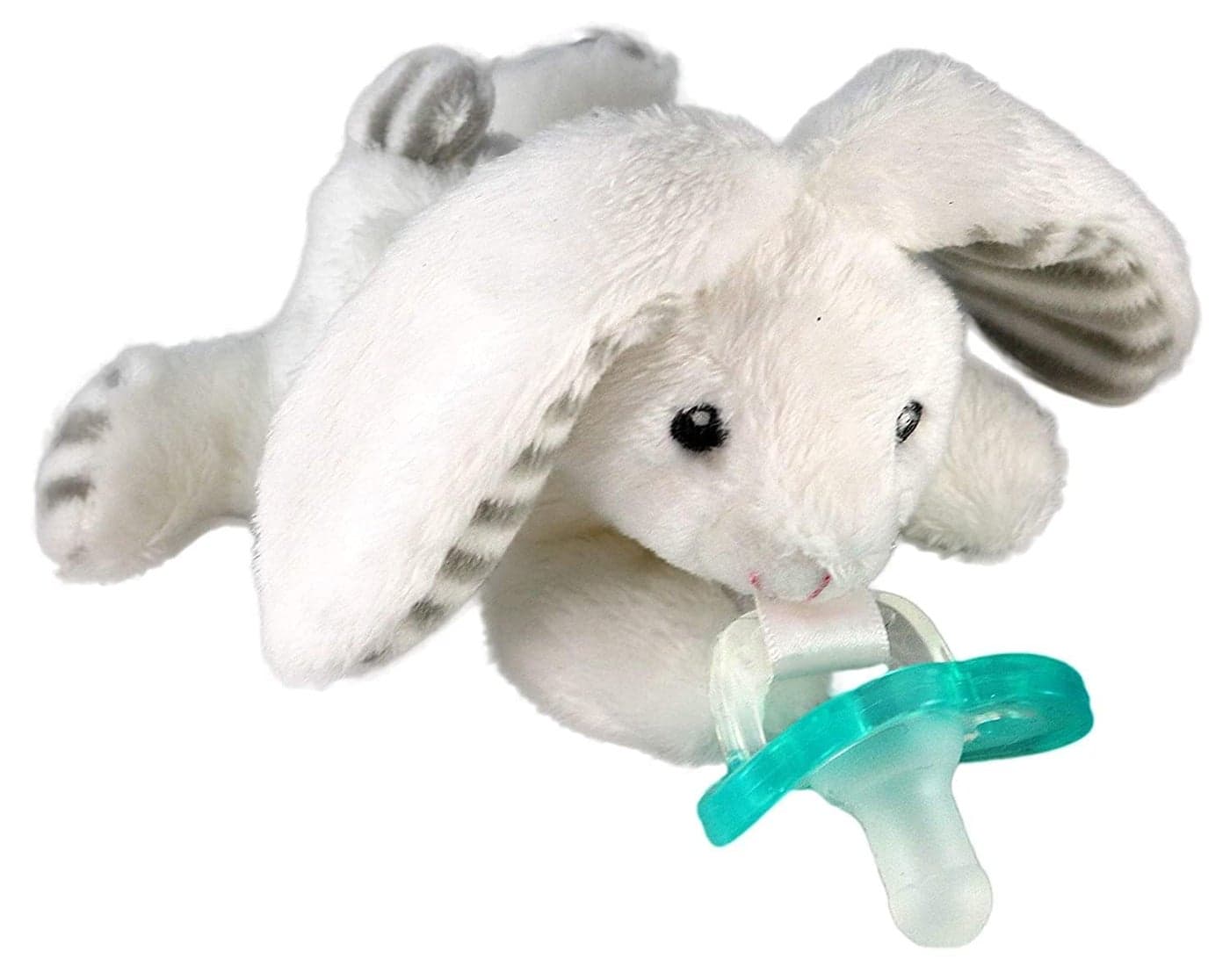 RaZbaby JollyPop Pacifier Holder with Detachable Baby Pacifier Stuffed Animal RaZbuddy All Ages 0M 100 Medical Grade USA Made Silicone Machine Washable Textured Easy to Hold Bunny