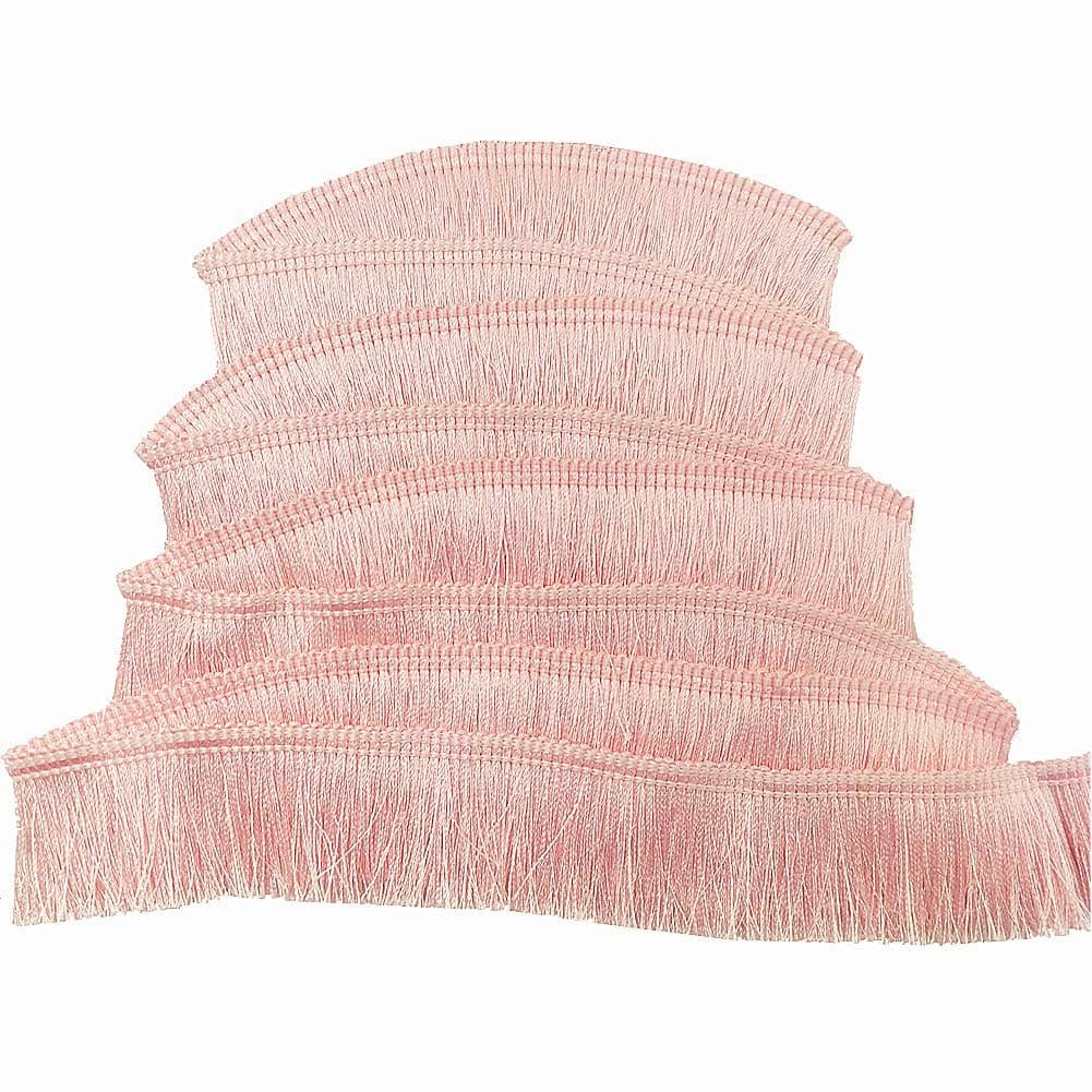 FQTANJU 1 Wide Decorative Polyester Fringe Trim Lace Trim 5 Yards Light Pink