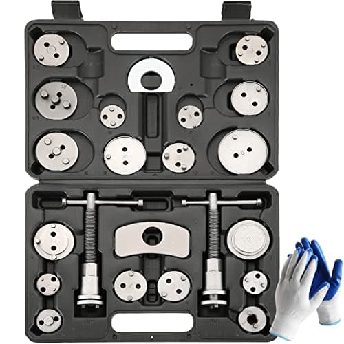 Acymner 24PCS Disc Brake Caliper Tool Kit | Heavy Duty Disc Brake Piston Caliper Compressor Rewind Tool Set for Brake Pad Replacement Reset, Fits Most American European Japanese Autos (Black)