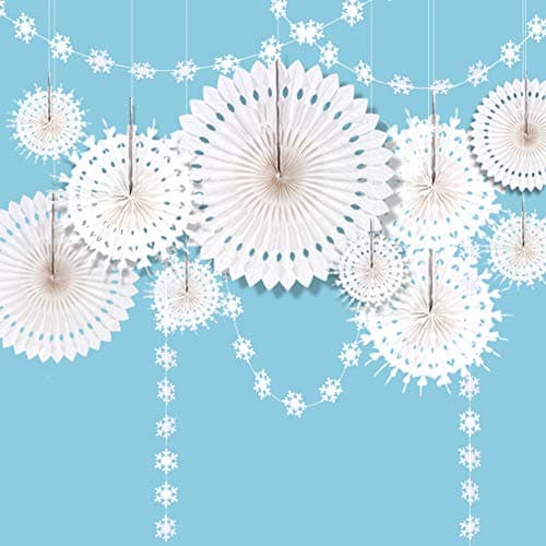 Decor365 Winter Wonderland Snowflake Party Decorations Hanging Paper Paper Fan Snowflakes Guirnaldas Decoracin paraFrozen BirthdayBaby ShowerWedding Party Supplies