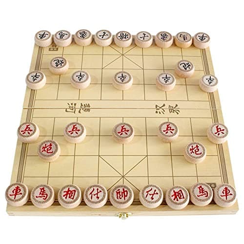 Luoyer 14 Inch Wooden Foldable Chinese Chess Xiangqi Travel Game Set with Wooden Chess Pieces Traditional Tabletop Strategy and Skill Game for Teens Adults