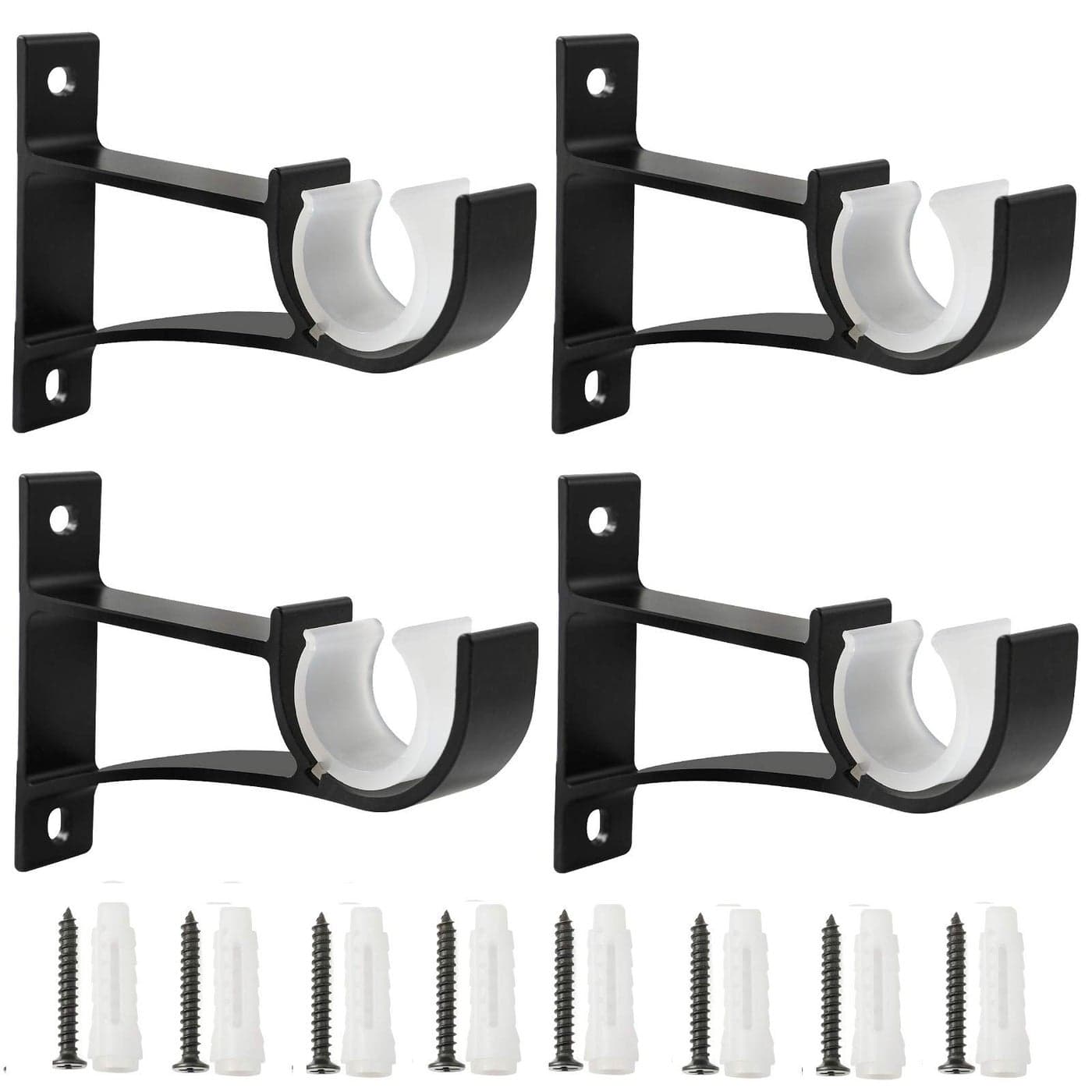 Anndason Sturdy Curtain Rod Brackets Rod Holders Curtain Rod Holder Curtain Rod Bracket for 1 Inch1 18 Inch and 1 14 Inch Rod Black Color Set of 4