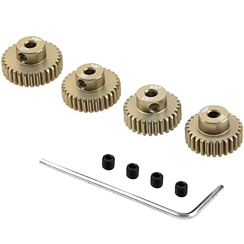 ShareGoo 7075 Aluminum Alloy 48P 3175mm Pinion Gear Sets 28T 29T 30T 31T Motor Gears Fit 3175mm 18Inch Shaft Compatible with HPI Losi Axial Traxxas Tamiya 110 RC Car4Pack