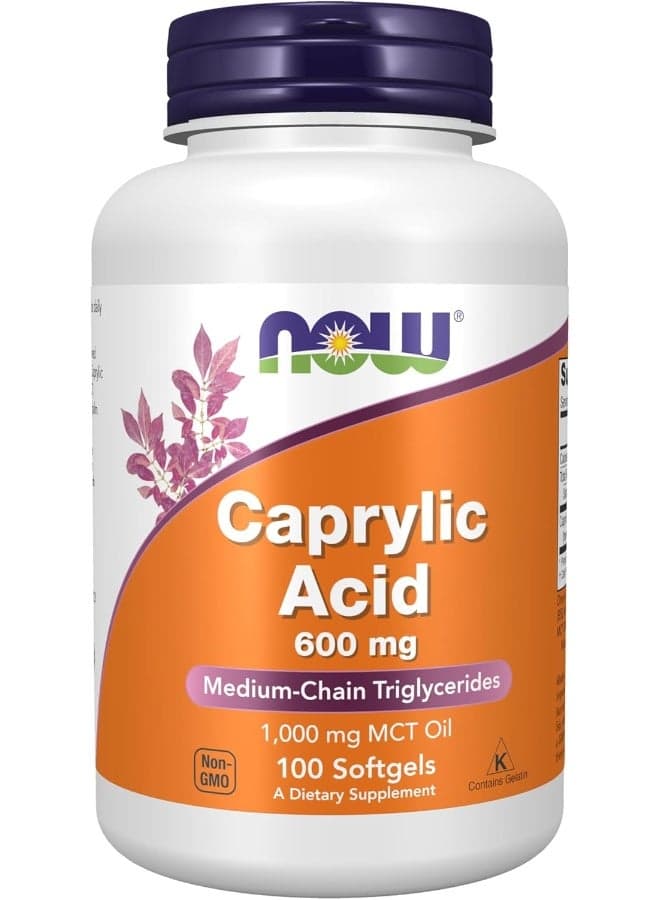 Caprylic Acid 600mg Dietary Supplement - 100 Softgels