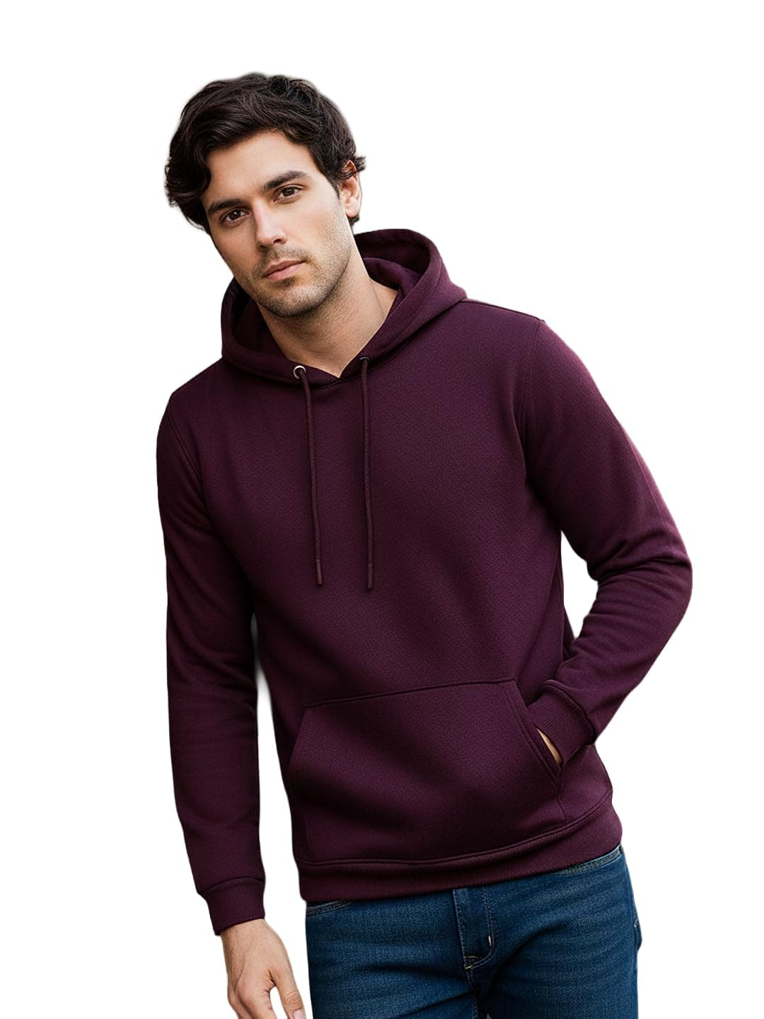Neostreak Men's Fleece Hooded Neck Regular Sweatshirt (neoswtsolhd-02-ptpurp_Purple_M)