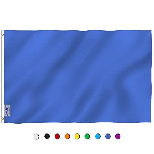 Anley Fly Breeze 3x5 Foot Solid Blue Flag Vivid Color and Fade proof Canvas Header and Double Stitched Plain Royal Blue Flags Polyester with Brass Grommets 3 X 5 Ft
