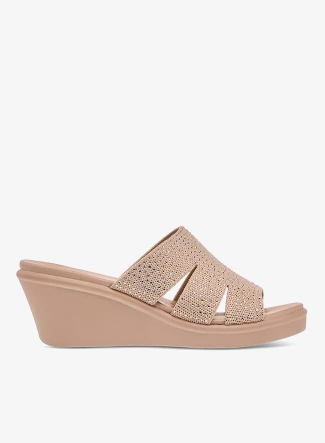 Womens Embellished Slip-On Sandals With Wedge Heels — 39 EU
