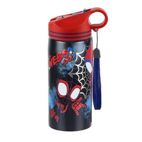 Comiclyfe Marvel Avengers Superhero Spiderman Stainless Steel SIngle Wall Sipper Water Bottle For Unisex Kids School And Travelling | 500 Ml | Black | AZ2059 (Go Web Go)