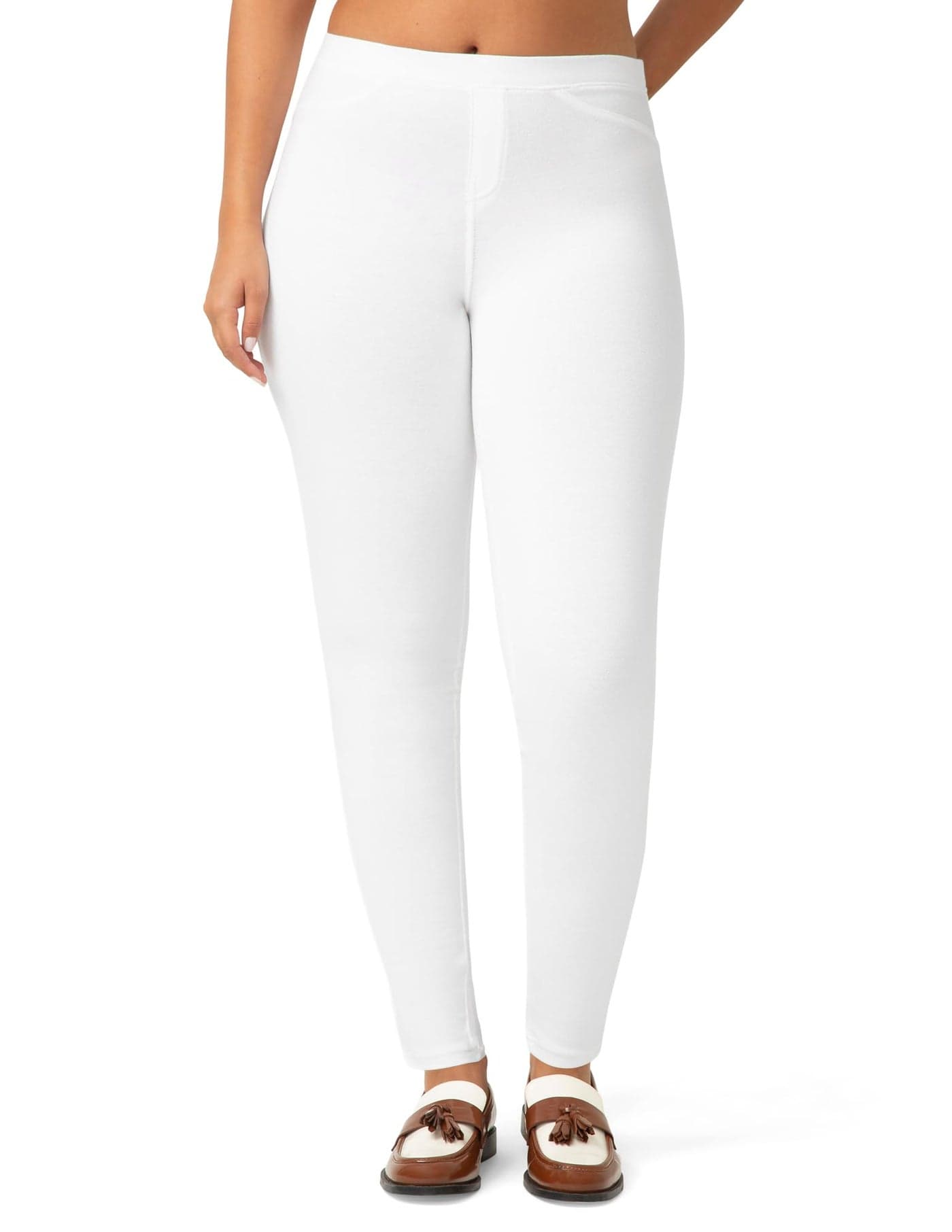 No nonsense Women's Stretch Denim Legging, White, Medium