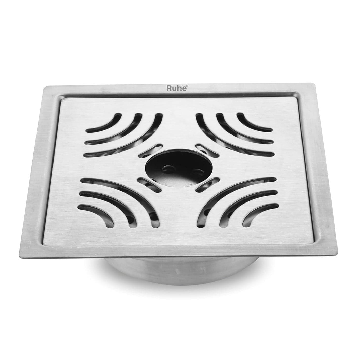 Ruhe® Exclusive Emerald Floor Drainer | 304-Grade Stainless Steel Floor Drain- Emerald Exclusive Square Flat Cut (6x6 inches) with Cockroach Trap/Jali & Hole