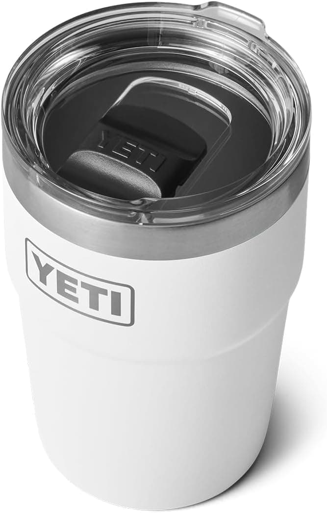 YETI Rambler Cup Vacuum Insulated Stainless Steel Stackable Cup with Magslider Lid White 16 oz 473 ml