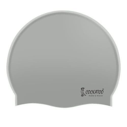 Cockatoo SC01 Rubber Swimming Cap for Adults, Swimming Cap for Men & Women, Grey