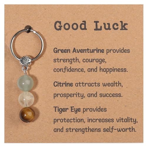 GINAZL Good Luck Keychain gift,Natural Crystals Keychain lucky charm Luckiness Meaning Keychains Accessory Lucky Souvenir Friendship Good Luck in Examination positivity gift(GL)