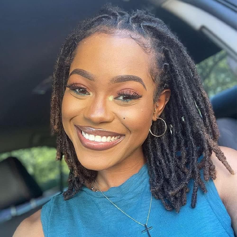10 Inch 04cm Thickness Dreadlock Extensions Human Hair 10 Strands Locs Extensions Real Human Hair Natural Black for Women Men Kids Full Handmade Permanent Locs Can Be Dyed
