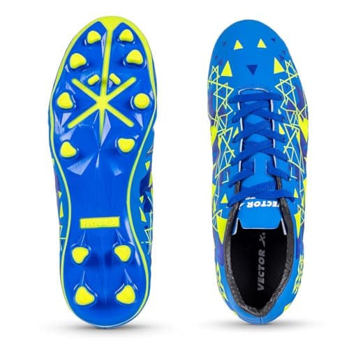 Vector X Mens Nitrate-X Synthetic Leather Upper|TPU Sole Football Shoes|Soccer Studs|Walking |Lace-Up|Comfortable Sports Boot Footwear Shoe for Adult, Men Boys (Blue-Green, Size-5)
