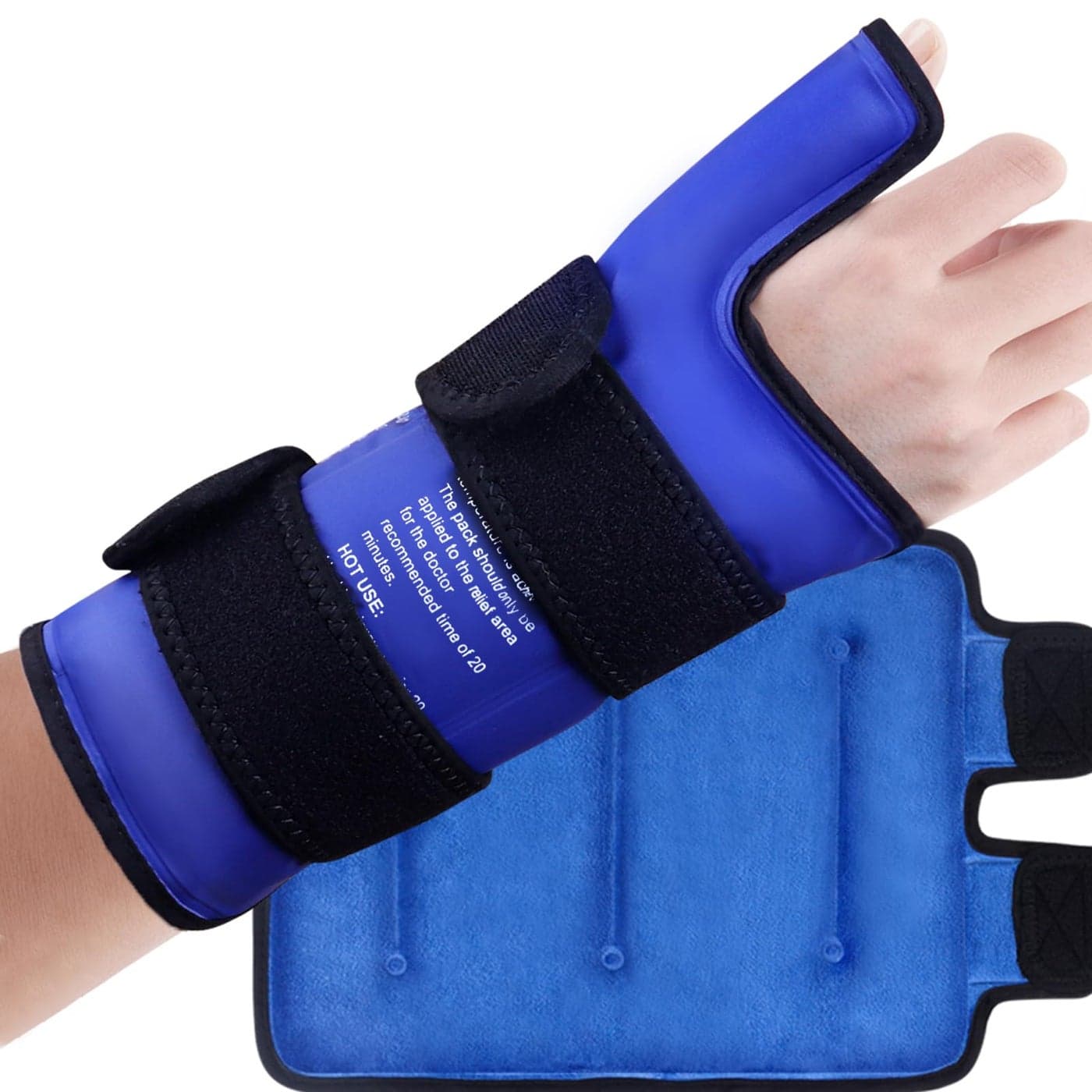 Hilph Wrist Ice Pack Wrap for Thumb Hand Arm with Large Extended Coverage Reusable Carpal Tunnel Tenosynovitis Ice Pack Hot Cold Compress for Hand Pain Arthritis Swelling Soft Lining