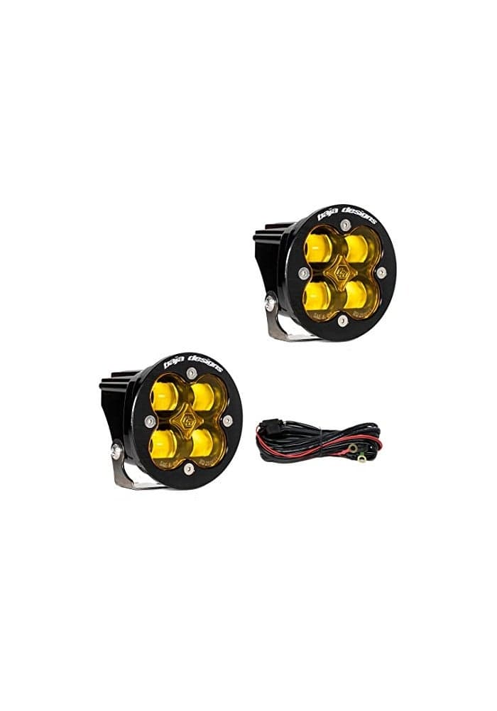 Baja Designs Squadron-R Amber SAE LED Auxiliary Fog Light Pod Pair with Wiring Harness