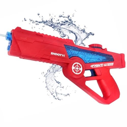 FunBlast Electric Water Gun for Holi, Powerful Water Guns Up to 25 FT Long Range, Summer Toys for Beach, Pool and Outdoor Fun, Rechargeable Water Blaster Gun for Kids (Red)