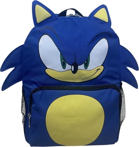 Ruz Sonic The Hedgehog 14 Big Face School Backpack With 3D Ears And Quills