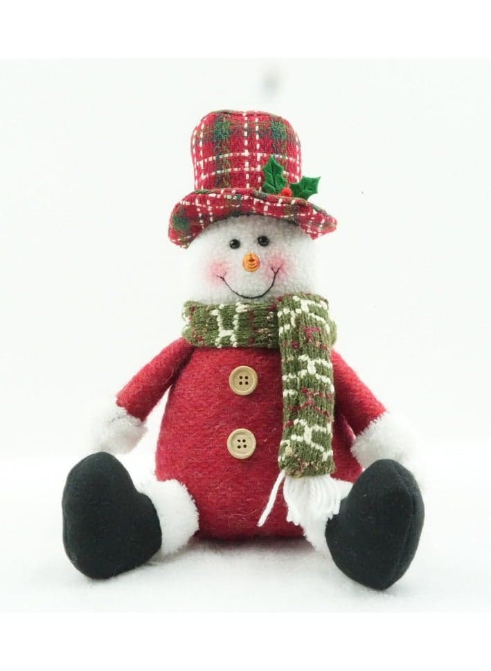 Put up decorations Sitting snowman