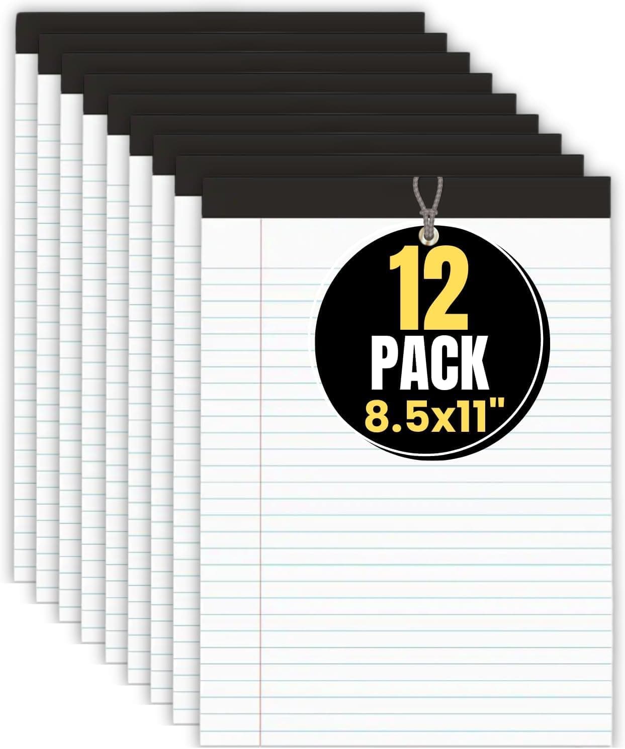 1InTheOffice Note Pads 85 x 11 WideRuled Letter Size Writing Pads White 50 Sheets per Notepads 12 Pack