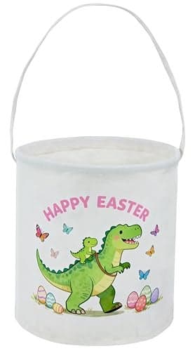 TIBAOLOVER Dinosaur Easter Bucket Easter Basket for Kids Baby Storage Basket Cute Toy Storage Bin Organizer Shelf Book Basket Easter Room DecorDinosaurs
