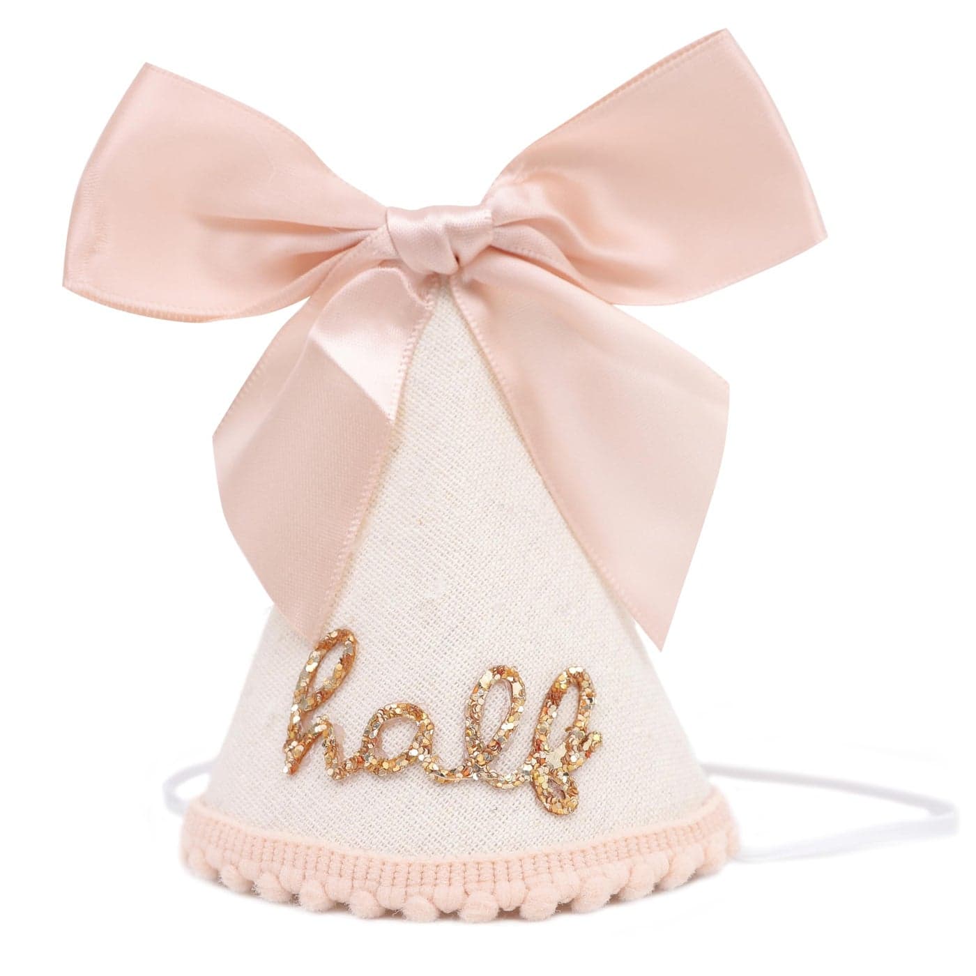 Jissoo Half Birthday Hat With Bow Sweet 12 Birthday Party DecorationsGlitter Number Cone Hat Photo PropsLittle Princess Pink Bow Party Hat6 Months Cake Smash Half