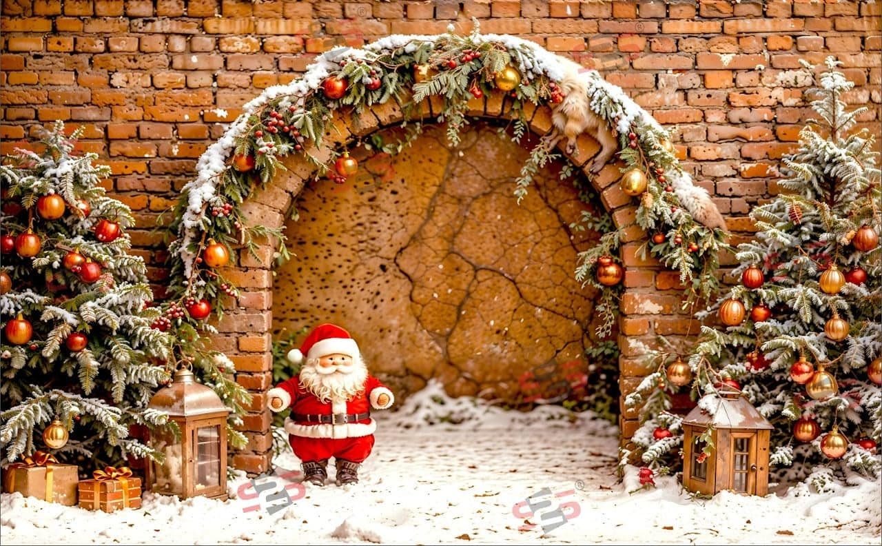 S2S Stylish Santa Backdrop Cloth with Snow for Christmas, Xmas & New Year Party (5 x 8 Feet) (Santa Claus) | Background Decoration Cloth | Curtain Cloth for All Festival, Functions & Ceremonies