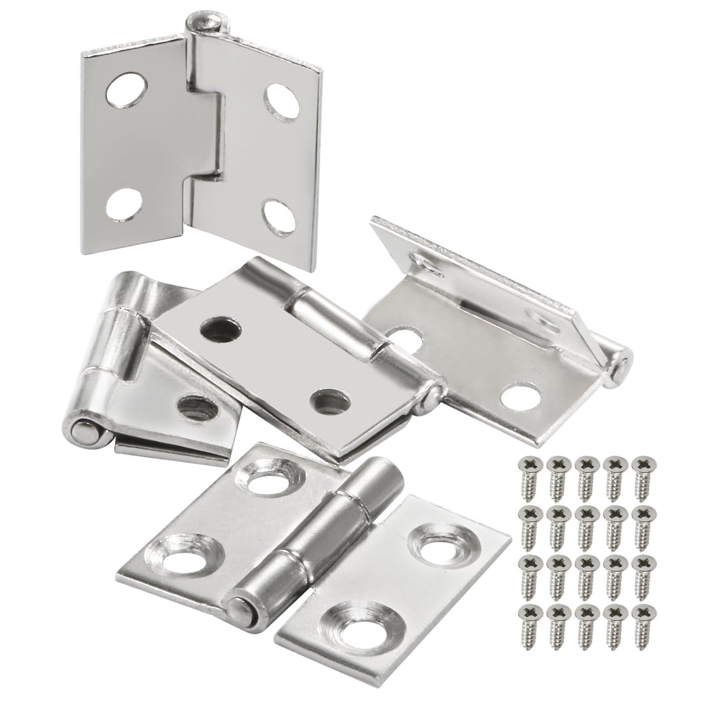 Adyoney 20Pcs Stainless Steel Flat Hinges 1 inch Door and Window Hinges Mini Hinge Boxes Gate Drawer Hinge Size 25x28x48mm1x11x019inch with 80 Screws