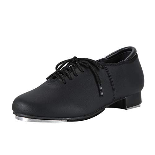 Linodes PU Leather Lace Up Tap Shoe Dance Shoes for Women and Men's Dance Shoes-Black-9.5M