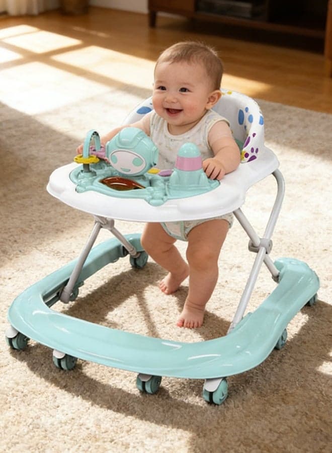 Baby Walkers for Boys Girls with 8 Wheels Foldable Walker Music Box Awning Foldable Toddler Walker Help Baby Walk Anti Rollover for baby aged 6-18 months