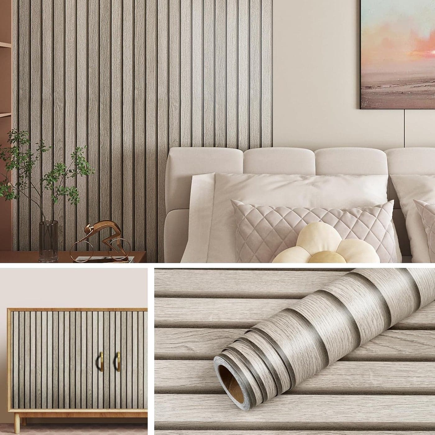Livelynine Wood Slat Wallpaper Peel and Stick Accent Wall 158x788 Wooden Slats Wallpaper Self Adhesive Slat Wall Paneling Stick on Wallpaper Removable Wood Look Contact Paper Waterproof Vinyl Panels