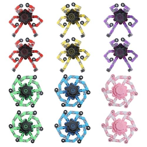 12Pcs Transformable Fidget Spinners Toys Deformable Fingertip Gyro Stress Relief Sensory Toys Easter Party Favors Birthday Gifts for Kids Adults Boys Girls
