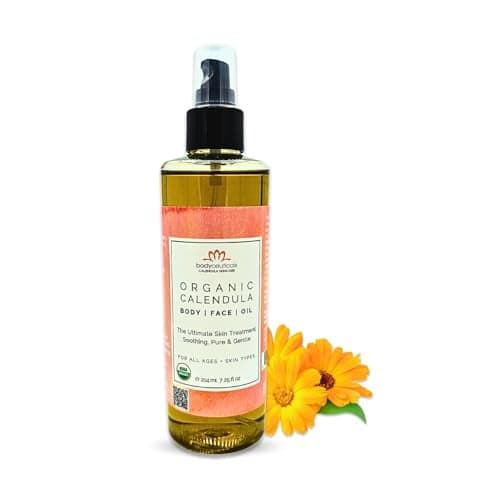Bodyceuticals Organic Calendula Oil Skincare Extract with Fresh Calendula Flowers and Olive Moisturizing and Repairing Vegan NonGMO Kosher Gluten Free Soy Free 75 fluid ounces