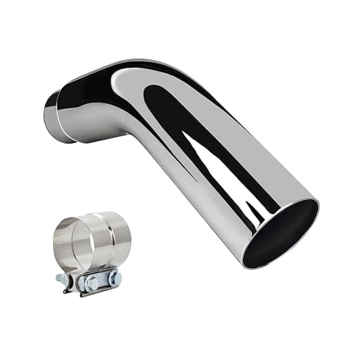 Universal 5" to 6" Exhaust Elbow Pipe with Steel Clamp - Silver Chrome or Black Painted for Car, Truck & Diesel