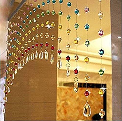 GANE-SHART GA 30 String, 100% Glass Drops, Acrylic Bead, String Hanging Crystal Curtain (30 String Suitable to 4 to 5 Feet Width)(Rainbow)