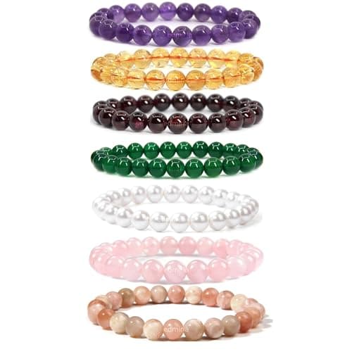 EDMIRIA 7 Day Bracelets | Day wise Healing Meditation Crystal 8mm Gemstones Bracelet for Men & Women (7 day Bracelets)