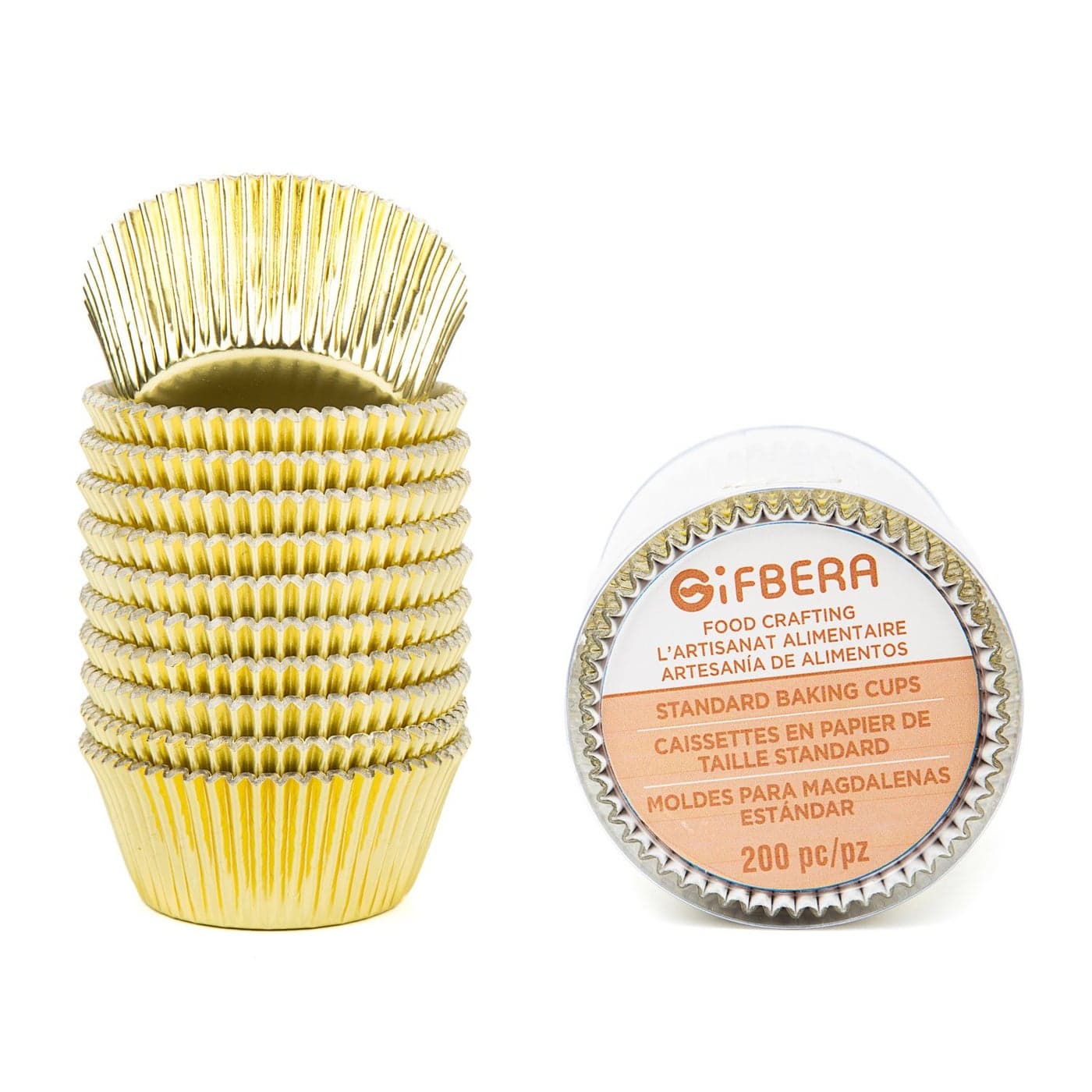 Gifbera Standard Gold Foil Cupcake Liners Wrappers Metallic Baking Cups 200Count