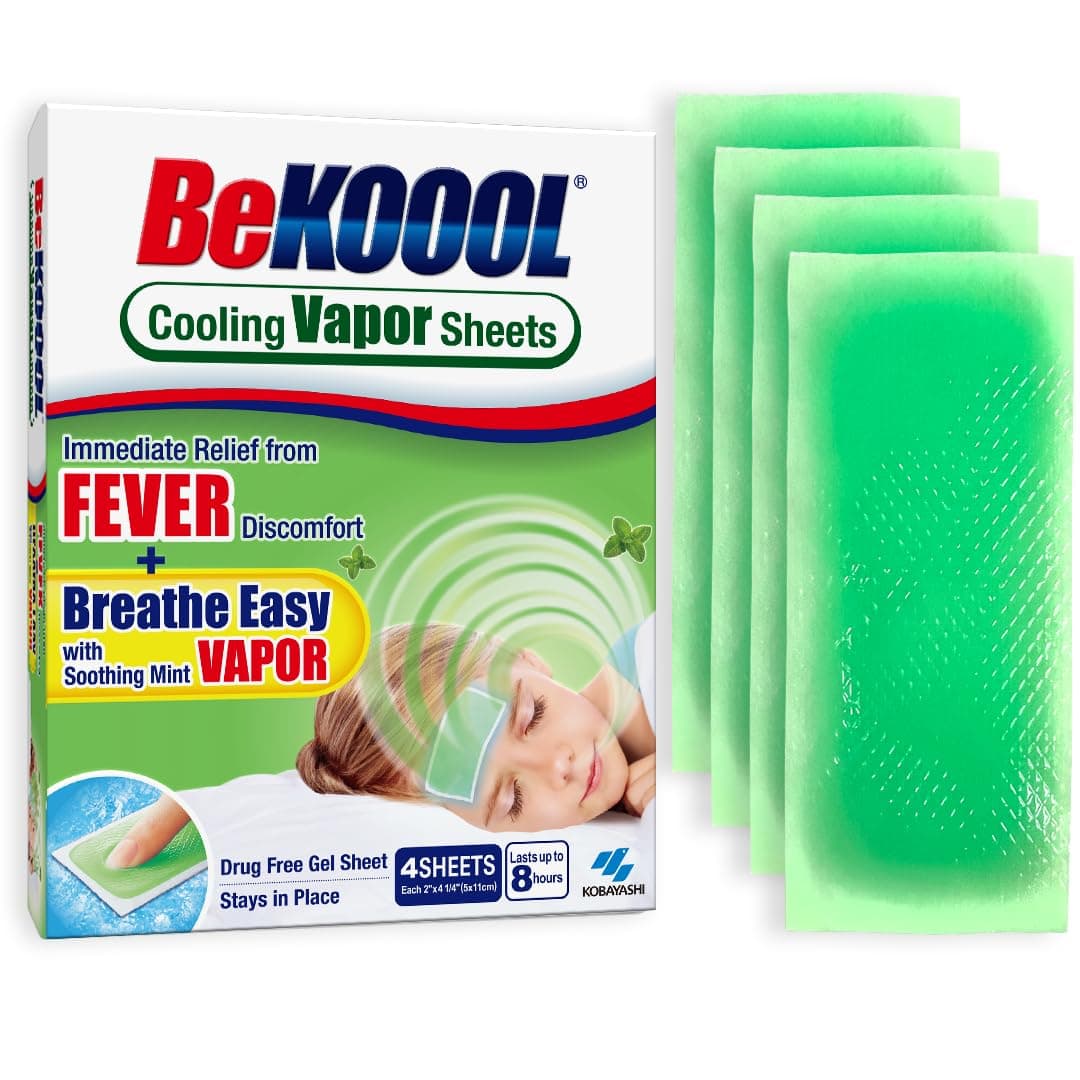 BeKoool Kids Fever NonMedicated Cooling Mint Vapor Sheets 4 Count