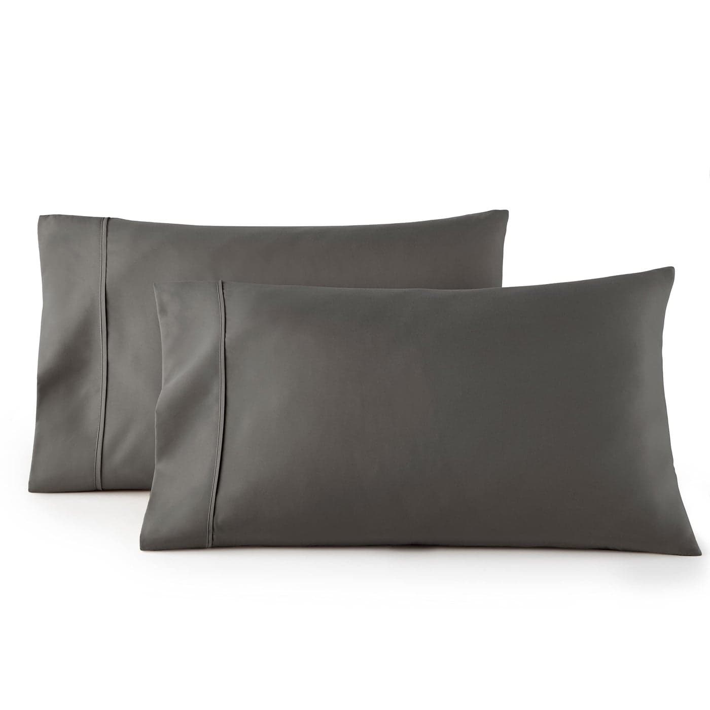 HC Collection Pillow Cases Standard SizeQueen Size Set of 2 Microfiber Extra Soft Pillowcases Easy Care Machine Washable Gray