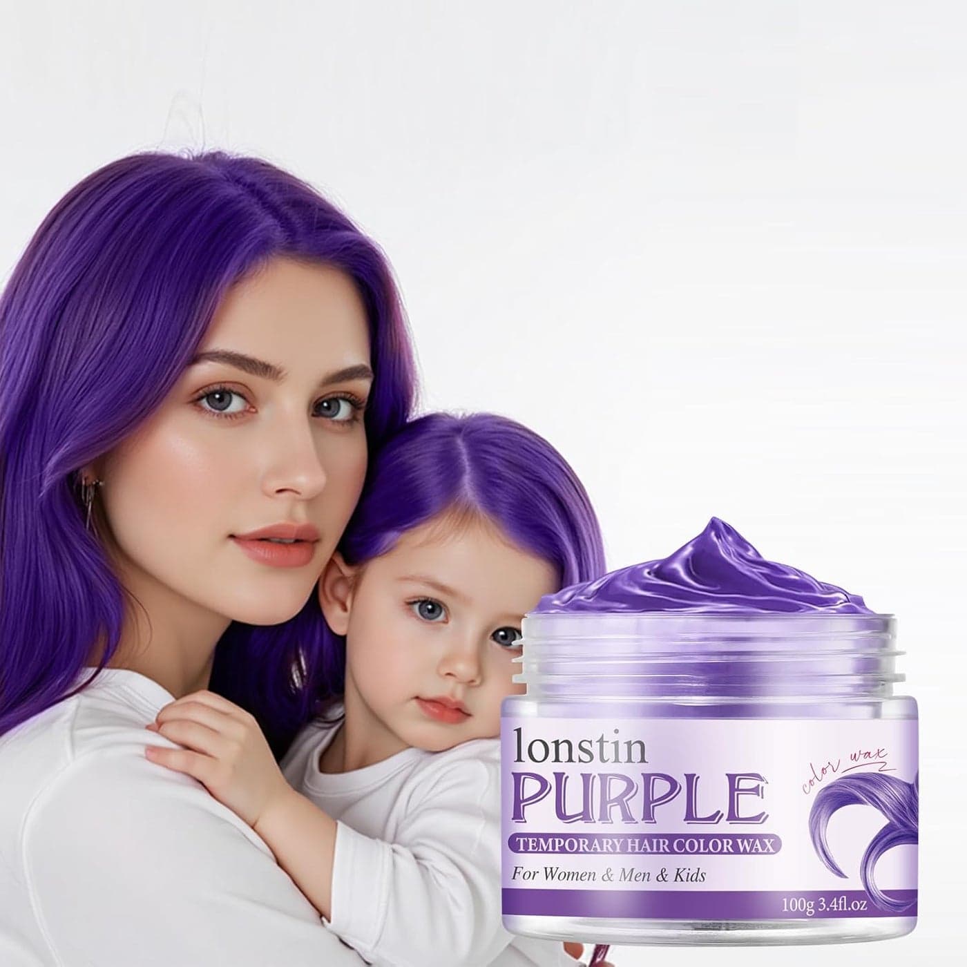 lonstin Purple Hair Colour Wax for Kids Adults Temporary Hair Dye Wax 100g Wash Out NonSticky Clay Mud Cream for Parties Cosplay Daily Fun