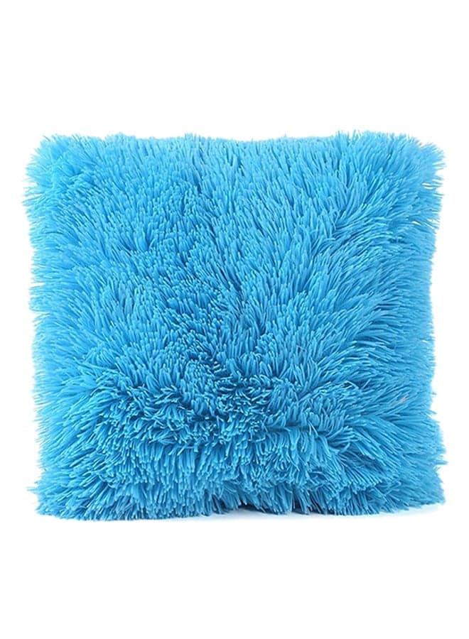 Blue Soft Plush Throw Pillow Cover 43 by 43 Centimeters